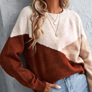Fall color block sweater, size L